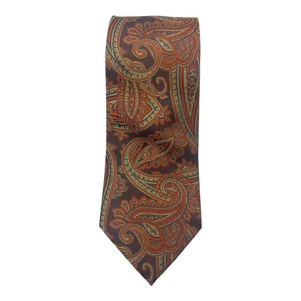 Joseph A Bank Signature Collection Paisley Silk Men's Tie Brown Orange X-Long‎